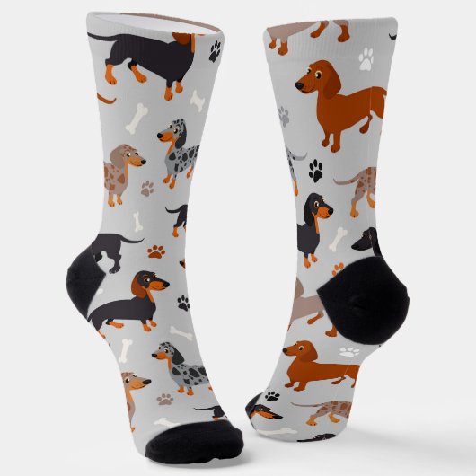 Dachshund Paws and Botten Pattern Socks Sokken (Gebogen)