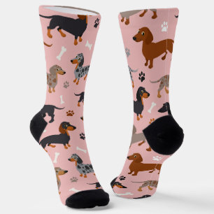 Dachshund Paws and Botten Pattern Sokken