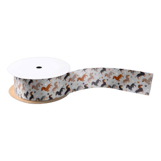 Dachshund Paws en Botten Pattern Grey Lint (Spoel)