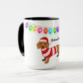 Dachshund Père Noël Mug personnalisé (Devant gauche)