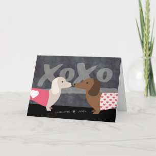 Dachshund Personalized xoxo Valentijnsdag Feestdagen Kaart