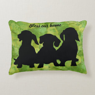 Dachshund Pillow Silhouette House Warming Gift Accent Kussen