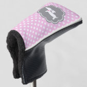 Dachshund Pink Polka Dot Golf Head Hoesje Putter Golfheadcover (3/4 voorkant)