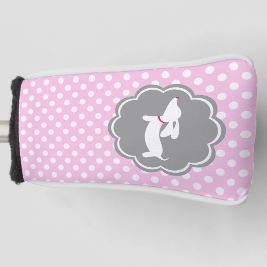 Dachshund Pink Polka Dot Golf Head Hoesje Putter Golfheadcover (Voorkant)