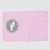 Dachshund Pink Polka Dot Golf Serviette pour Doxie (Horizontal)
