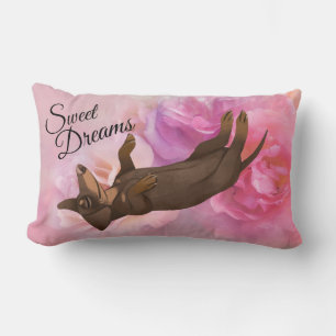 Dachshund Pink Roses Sweet Dreams Pillow Kussen