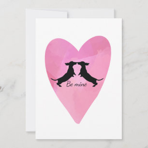 Dachshund Pink Valentijn Kaart