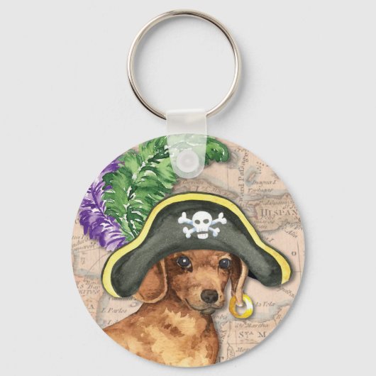 Dachshund Pirate Sleutelhanger (Voorkant)