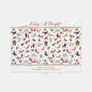 Dachshund Poedel Hond Furry Bright Christmas Fleece Deken