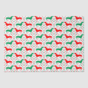 Dachshund Polka Dot - rood en groen Tissuepapier