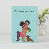Dachshund Pool Party Ethnic Baby Invitation (Debout devant)