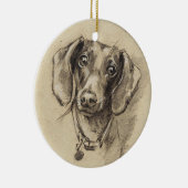 Dachshund-portret Keramisch Ornament (Rechts)