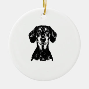 Dachshund Portret Minimalistische Kleding Keramisch Ornament