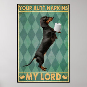 Dachshund Poster Votre Bouton Serviettes Mon Seign