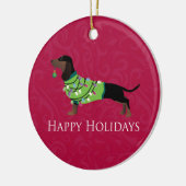 Dachshund Prettige feestdagen design Keramisch Ornament (Links)