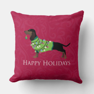 Dachshund Prettige feestdagen design Kussen