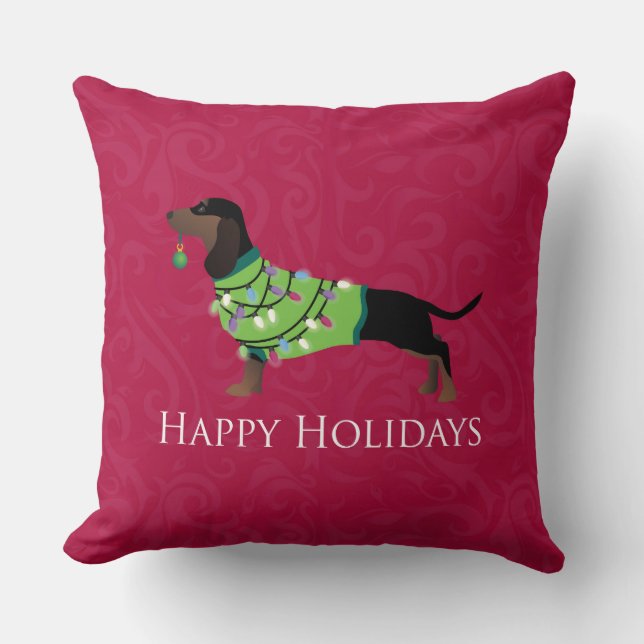 Dachshund Prettige feestdagen design Kussen (Voorkant)