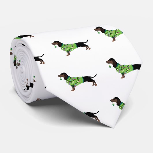 Dachshund Prettige feestdagen design Stropdas (Opgerold)