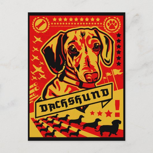 Dachshund Propaganda Briefkaart (Voorkant)