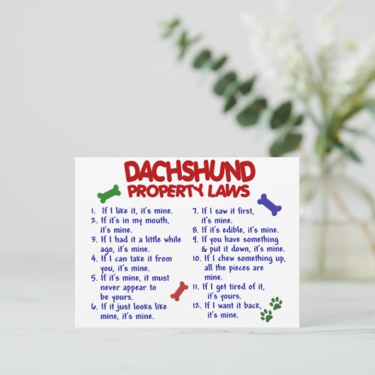 Dachshund Property Laws 2 Briefkaart (Staand voorkant)