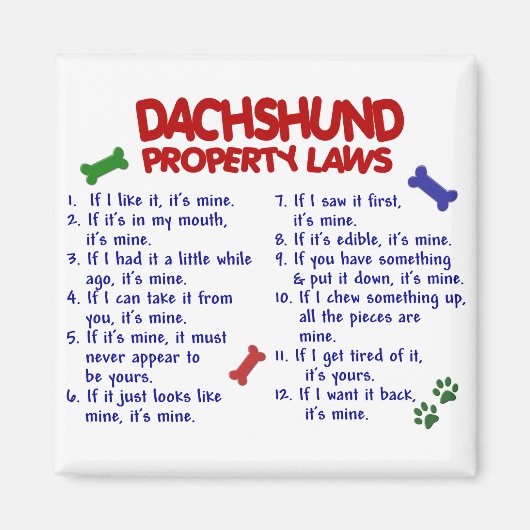 Dachshund Property Laws 2 Magneet (Voorkant)