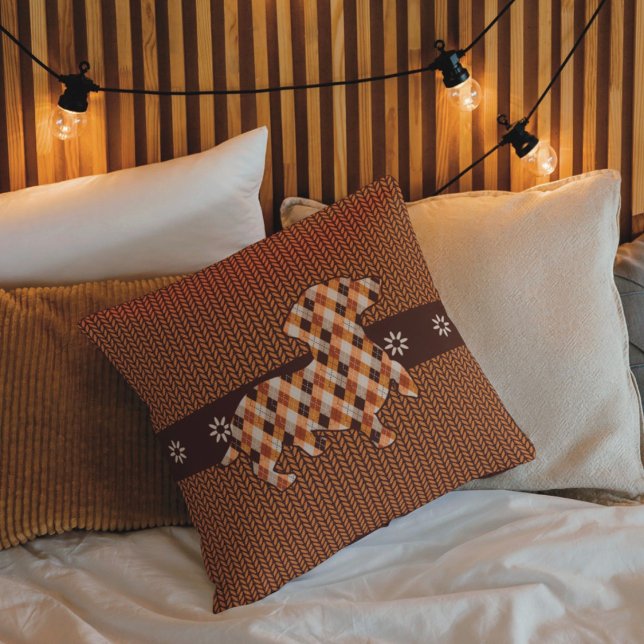 Dachshund Pset en Faux Knit Kijk Sierkussen (Creator heeft geüpload)