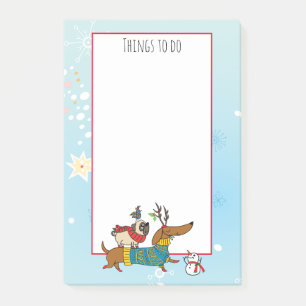 Dachshund, Pug & Bird Holiday Post-It Notes