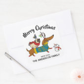 Dachshund, Pug & Bird kerstlabel Vierkante Sticker (Envelop)