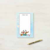Dachshund, Pug & Oiseau Post-It Notes de vacances (Sur un bureau)