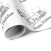 Dachshund pulling sleigh with a Christmas presents Cadeaupapier (Rol Hoek)