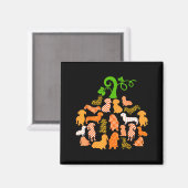 Dachshund Pumpkin Shape Plaid Leopard Dog Autumn H Magneet (Voorkant / Achterkant)