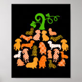 Dachshund Pumpkin Shape Plaid Leopard Dog Autumn H Poster (Voorkant)