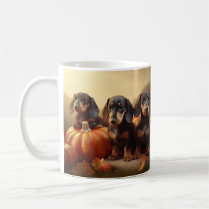 Dachshund Pup Autumn Delight Pompoen Koffiemok