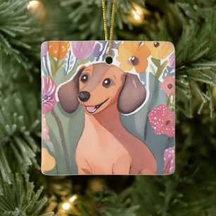 Dachshund Pup Watercolor Hond Huisdier Keramisch Ornament