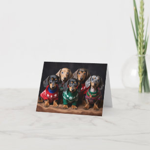 Dachshund Puppies Kerst Kaart