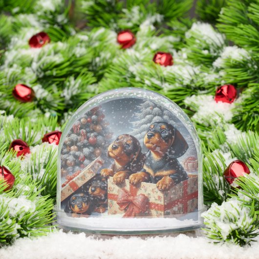 Dachshund Puppies Personalized Snow Globe Sneeuwbol (Kerstmis)