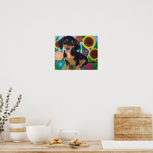 Dachshund Puppy Black en Tan Print (Keuken)