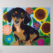 Dachshund Puppy Black en Tan Print (Voorkant)