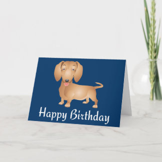 Dachshund Puppy Dog Happy Birthday Blue Card Kaart