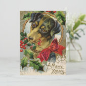 Dachshund Puppy Dog met Holly Feestdagenkaart (Staand voorkant)