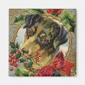 Dachshund Puppy Dog met Holly Magneet (Voorkant)