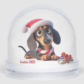 Dachshund Puppy Globe Personnalisé De Neige (Avant)