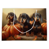 Dachshund Puppy Herfst Delight Pompoen Groot Cadeauzakje (Voorkant)