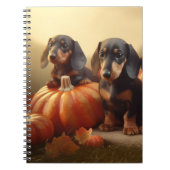 Dachshund Puppy Herfst Delight Pompoen Notitieboek (Voorkant)