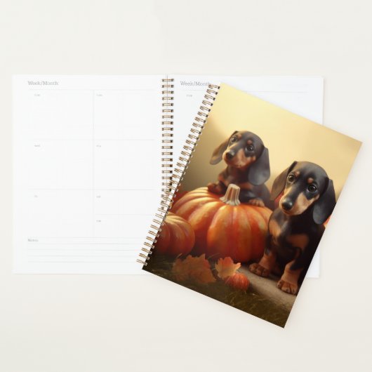 Dachshund Puppy Herfst Delight Pompoen Planner (Display)