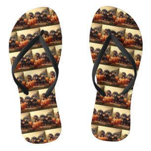 Dachshund Puppy Herfstvreugde Pompoen Teenslippers