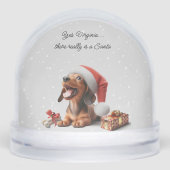 Dachshund Puppy Kerstmis Verrassing Sneeuwbol (Voorkant)