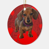 DACHSHUND Puppy met hart Keramisch Ornament (Links)