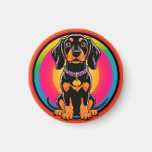 Dachshund Puppy Omringd door Levendig Regenboog