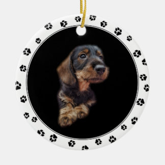 Dachshund Puppy Photo Sleutelhanger Ceramic Orname Keramisch Ornament